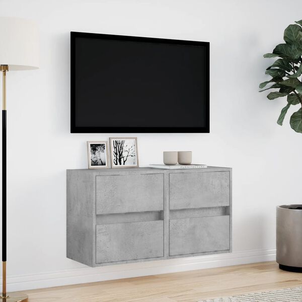vidaXL N&aacute;stěnn&eacute; TV skř&iacute;ňky s LED 2 ks betonově &scaron;ed&eacute; 41 x 31 x 45 cm