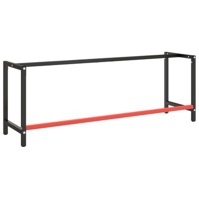 vidaXL Rám pracovního stolu matně černý a matně červený 220x57x79 cm