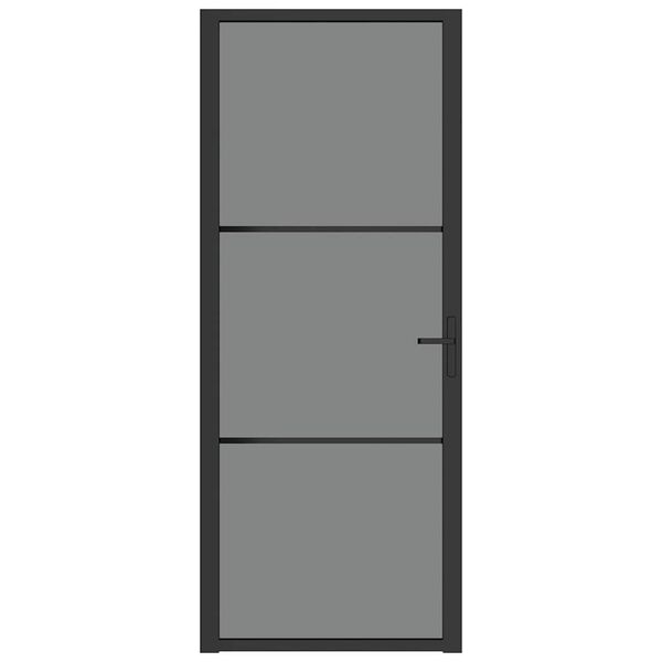 vidaXL Interiérové dveře 83 x 201,5 cm černé ESG sklo a hliník