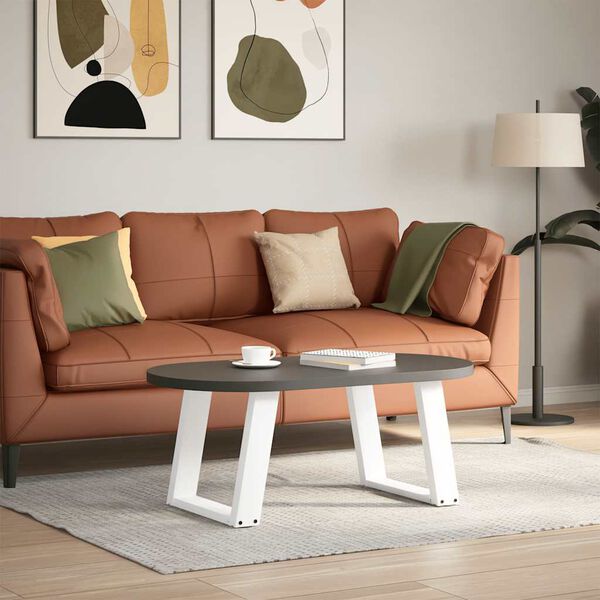 vidaXL Nohy konferenčn&iacute;ho stolku ve tvaru U, 2 ks, b&iacute;l&eacute;, 50 x (42-43) cm, ocel