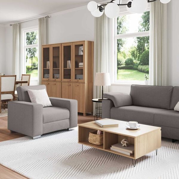 vidaXL Pohovka 3 pcs Taupe 219 x 80 x 82 cm Lněn&aacute; směs