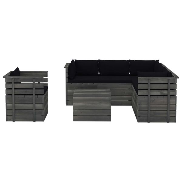 vidaXL 7d&iacute;ln&aacute; zahradn&iacute; sedac&iacute; souprava z palet + podu&scaron;ky borov&eacute; dřevo