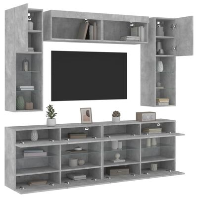 vidaXL 6dílná obývací stěna s LED osvětlením betonově šedá