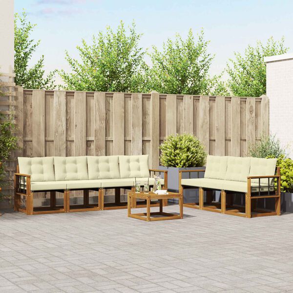 vidaXL Venkovn&iacute; pohovkov&aacute; souprava 8 pcs Přirozen&aacute; a Kr&eacute;mov&aacute;