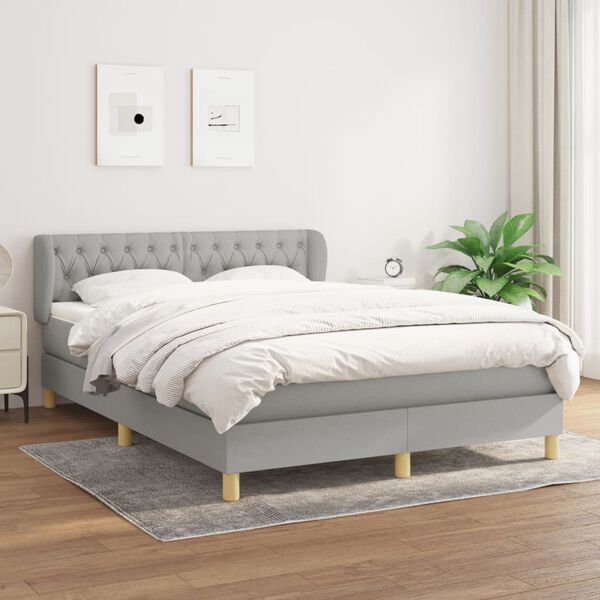 vidaXL Box spring postel s matrac&iacute; světle &scaron;ed&aacute; 140 x 200 cm textil
