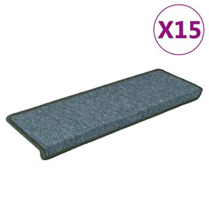 vidaXL Schodov&eacute; rohože 15 ks 65 x 21 x 4 cm tmavě zelen&eacute; s obd&eacute;ln&iacute;kov&yacute;m okrajem
