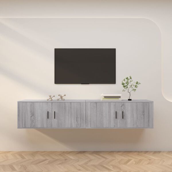 vidaXL N&aacute;stěnn&eacute; TV skř&iacute;ňky 2 ks &scaron;ed&eacute; sonoma 100 x 34,5 x 40 cm