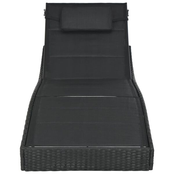 vidaXL Zahradní lehátko polyratan a textilen černé