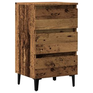 vidaXL Nočn&iacute; stolek s kovov&yacute;mi nohami old wood 40 x 35 x 69 cm