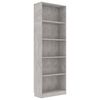 vidaXL 5patrov&aacute; knihovna betonově &scaron;ed&aacute; 60x24x175 cm kompozitn&iacute; dřevo