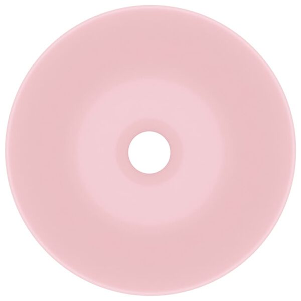 vidaXL Koupelnové umyvadlo keramické matně růžové kulaté