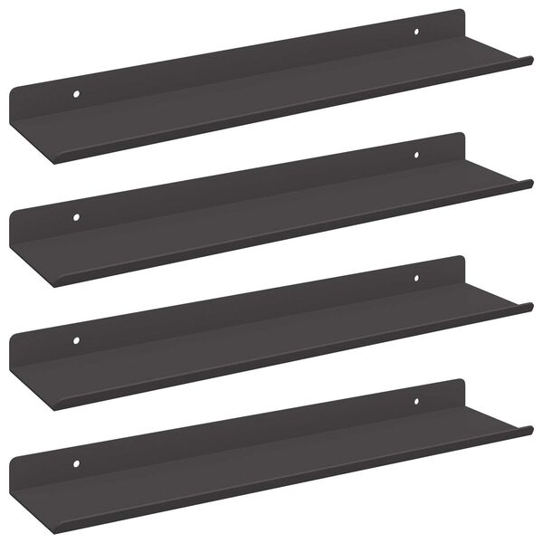 vidaXL Plovouc&iacute; police N&aacute;stěnn&yacute; 4 pcs Čern&yacute; 40 x 9 x 2,5 cm Ocel