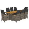 vidaXL 9d&iacute;ln&yacute; zahradn&iacute; bistro set s podu&scaron;kami &scaron;ed&yacute; polyratan