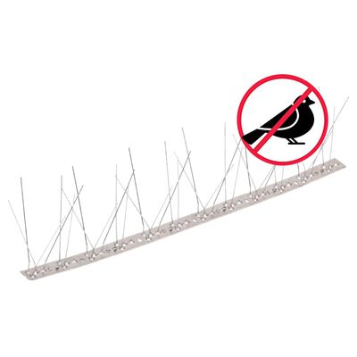 vidaXL 5řadové nerezové hroty proti ptákům a holubům sada 20 ks 10 m