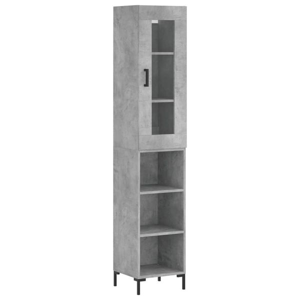 vidaXL Skř&iacute;ň highboard betonově &scaron;ed&aacute; 34,5x34x180 cm kompozitn&iacute; dřevo
