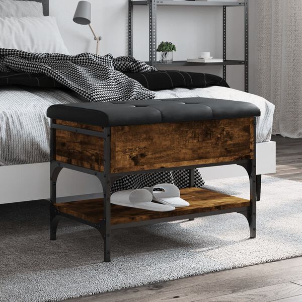 vidaXL Lavice s botn&iacute;kem kouřov&yacute; dub 62 x 42 x 45 cm kompozitn&iacute; dřevo