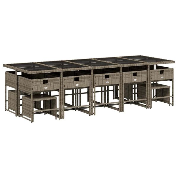 vidaXL 15d&iacute;ln&yacute; zahradn&iacute; j&iacute;deln&iacute; set s podu&scaron;kami &scaron;ed&yacute; polyratan