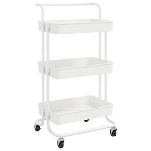 vidaXL Kuchyňsk&yacute; voz&iacute;k se 3 patry b&iacute;l&yacute; 42 x 35 x 85 cm železo a ABS