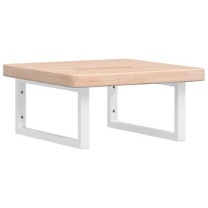 vidaXL Deska pod umyvadlo n&aacute;stěnn&aacute; ocel a masivn&iacute; dubov&eacute; dřevo