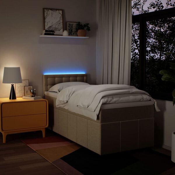 vidaXL Box spring postel s matrac&iacute; kr&eacute;mov&aacute; 100 x 200 cm textil