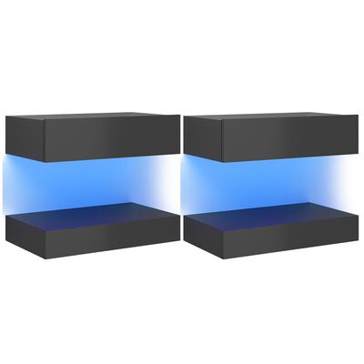 vidaXL TV skříňky s LED osvětlením 2 ks šedé s vysokým leskem 60x35 cm