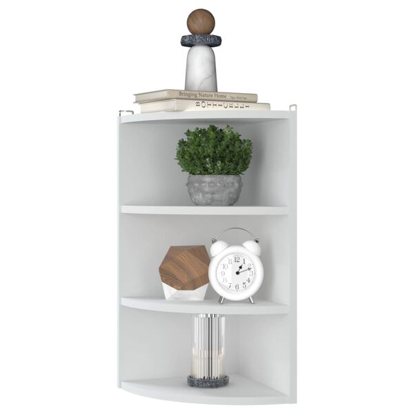 vidaXL N&aacute;stěnn&aacute; rohov&aacute; police b&iacute;l&aacute; 30 x 31,5 x 60 cm dřevotř&iacute;ska