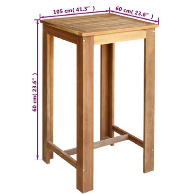 vidaXL Barový stůl a židle masivní akáciové dřevo sada 3 kusy