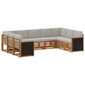 vidaXL Rohov&aacute; sofa sada s pol&scaron;t&aacute;řem 7 pcs Př&iacute;rodn&iacute; a světle &scaron;ed&aacute;