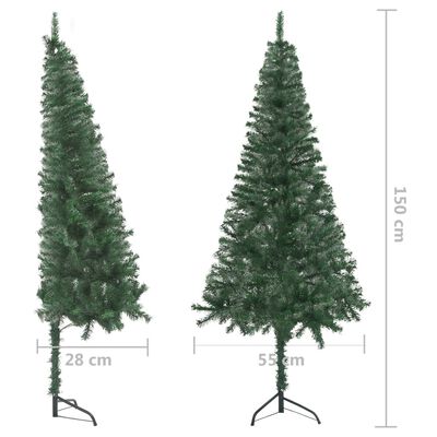 vidaXL Rohový umělý vánoční stromek LED a sada koulí zelený 150 cm PVC