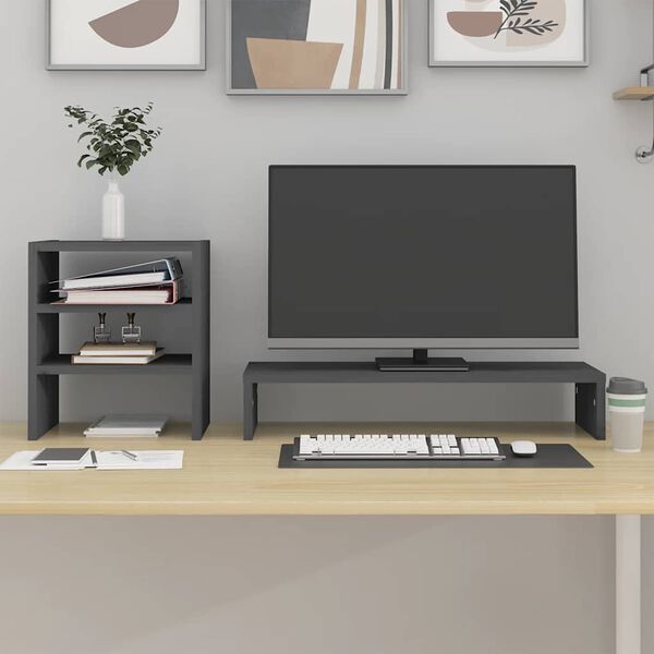 vidaXL Stojan na monitor b&iacute;l&yacute; 81x20x30 cm masivn&iacute; borov&eacute; dřevo