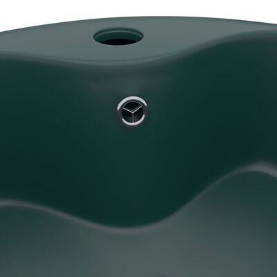 vidaXL Luxusní umyvadlo přepad matné tmavě zelené 36 x 13 cm keramické
