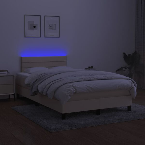 vidaXL Box spring postel s matrac&iacute; a LED kr&eacute;mov&aacute; 120x190 cm textil