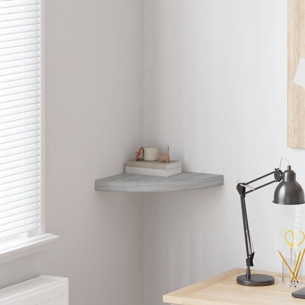 vidaXL N&aacute;stěnn&aacute; rohov&aacute; police betonově &scaron;ed&aacute; 35 x 35 x 3,8 cm MDF