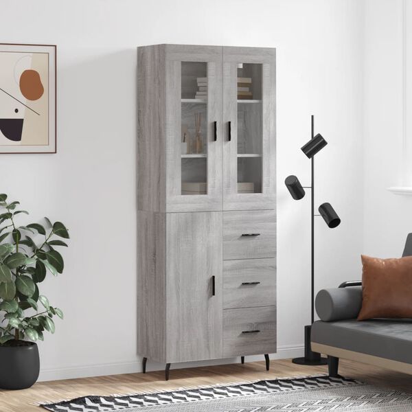 vidaXL Skř&iacute;ň highboard &scaron;ed&aacute; sonoma 69,5 x 34 x 180 cm kompozitn&iacute; dřevo