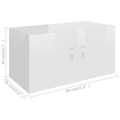 vidaXL Nástěnná skříňka bílá s vysokým leskem 80x39x40 cm dřevotříska