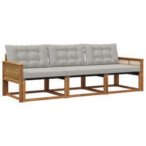 vidaXL Venkovn&iacute; pohovkov&aacute; souprava 3 pcs Př&iacute;rodn&iacute; a světle &scaron;ed&aacute;