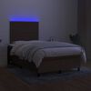 vidaXL Box spring postel s matrac&iacute; a LED tmavě hněd&aacute; 120x190 cm textil