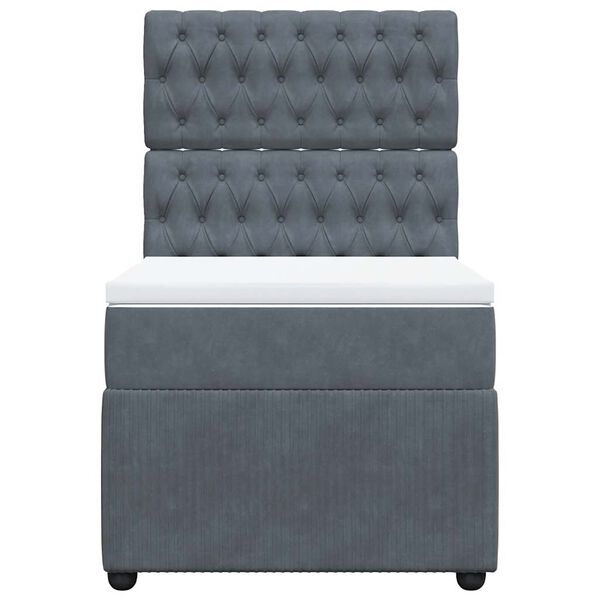 vidaXL Box spring postel s matrací tmavě šedá 90x200 cm samet