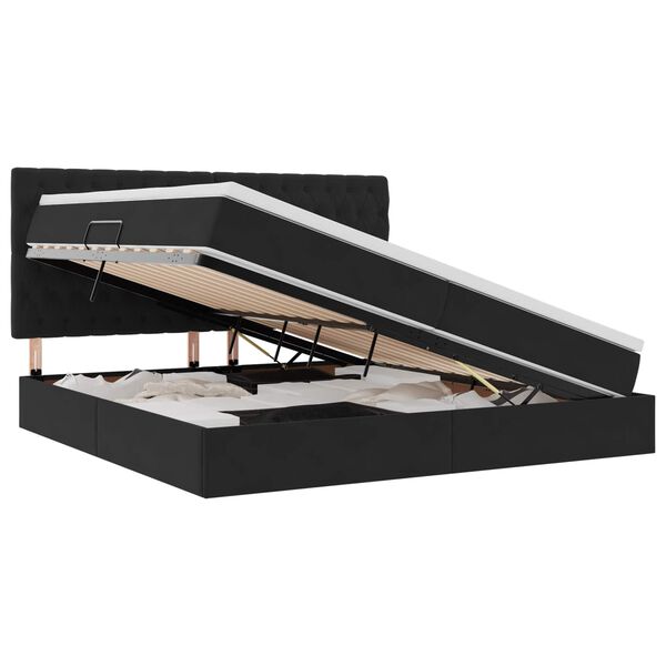 vidaXL Postel s &uacute;ložn&yacute;m prostorem a matrac&iacute; Čern&aacute; 200 x 200 cm samet