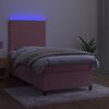 vidaXL Box spring postel s matrac&iacute; a LED růžov&aacute; 90x190 cm samet