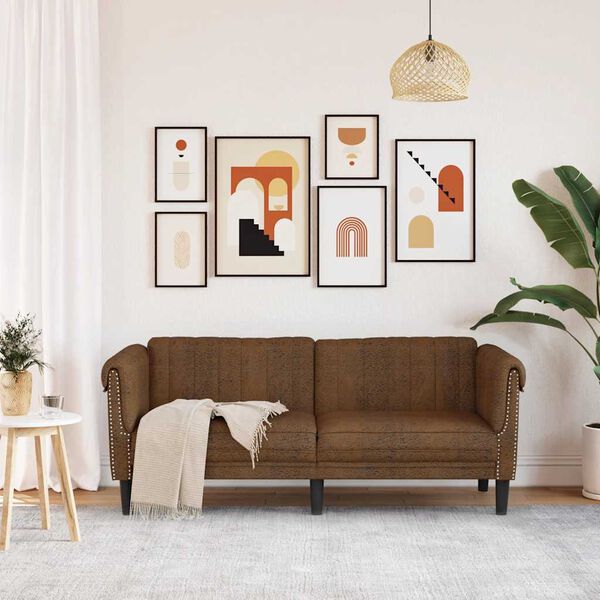 vidaXL Pohovka 2místná hnědá umělá semišová kůže