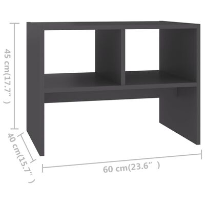vidaXL Odkládací stolek šedý 60 x 40 x 45 cm dřevotříska