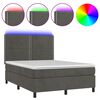vidaXL Box spring postel s matrac&iacute; a LED tmavě &scaron;ed&aacute; 140x200 cm samet