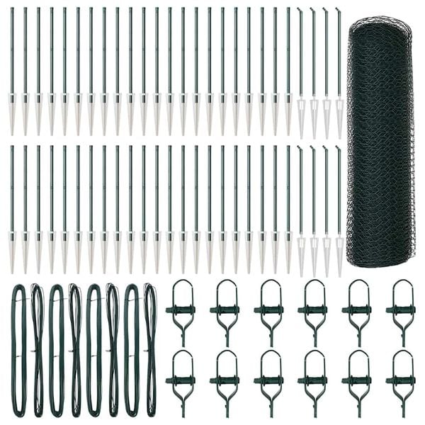 vidaXL Plotov&yacute; sloupek. Zelen&aacute; 100 x 0,5 m (13 mm s&iacute;ť) Ocel a PVC