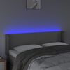 vidaXL Čelo postele s LED &scaron;ed&eacute; 147 x 16 x 78/88 cm uměl&aacute; kůže