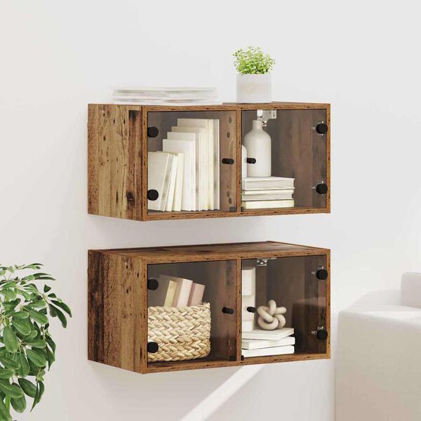 vidaXL N&aacute;stěnn&eacute; skř&iacute;ně N&aacute;stěnn&yacute; 2 pcs Star&eacute; dřevo 68 x 37 x 35 cm