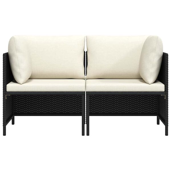 vidaXL 2místná zahradní pohovka s poduškami černá polyratan