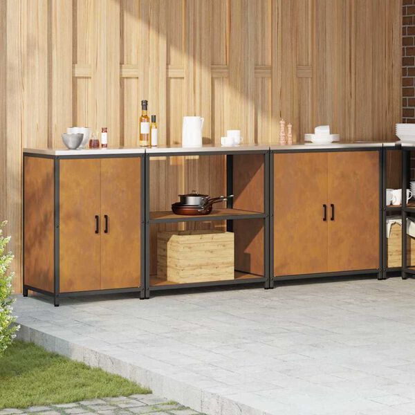 vidaXL Kuchyňsk&aacute; skladovac&iacute; sada 3 pcs Rezav&aacute; Povětrnostně odoln&aacute; ocel