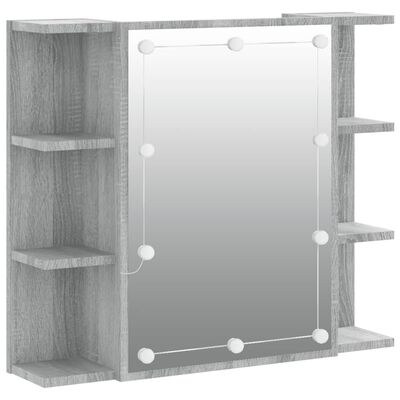 vidaXL Zrcadlová skříňka s LED šedá sonoma 70 x 16,5 x 60 cm