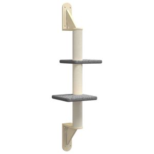 vidaXL N&aacute;stěnn&eacute; &scaron;krabadlo pro kočky se sloupkem tmavě &scaron;ed&eacute; 108 cm